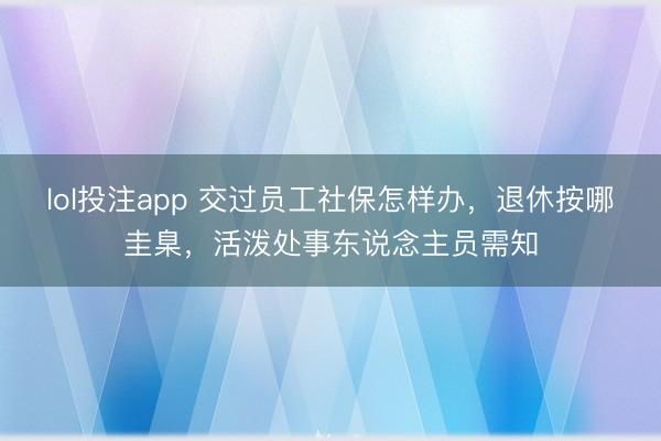 lol投注app 交过员工社保怎样办，退休按哪圭臬，活泼处事东说念主员需知