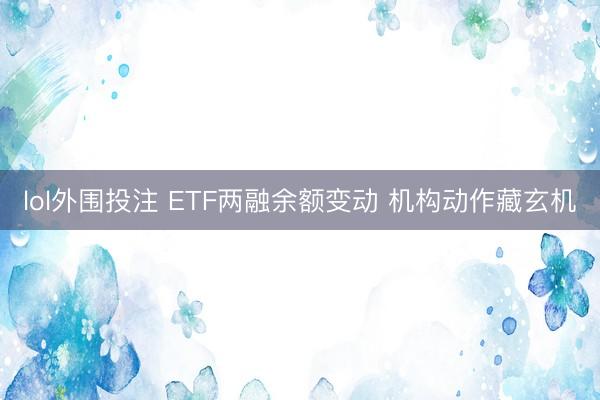 lol外围投注 ETF两融余额变动 机构动作藏玄机