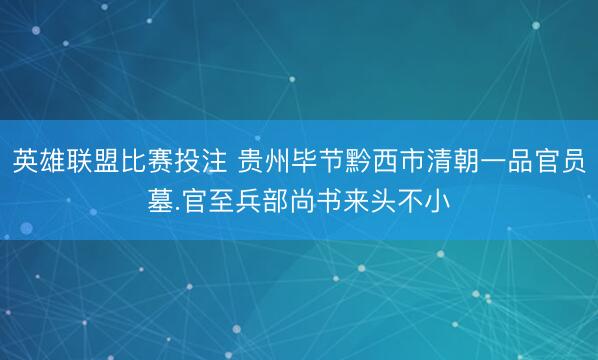 英雄联盟比赛投注 贵州毕节黔西市清朝一品官员墓.官至兵部尚书来头不小