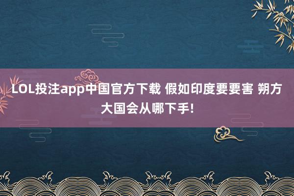 LOL投注app中国官方下载 假如印度要要害 朔方大国会从哪下手!