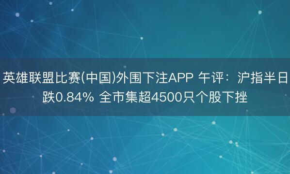 英雄联盟比赛(中国)外围下注APP 午评:沪指半日跌0.84% 全市集超4500只个股下挫