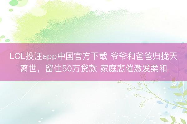 LOL投注app中国官方下载 爷爷和爸爸归拢天离世,留住50万贷款 家庭悲催激发柔和